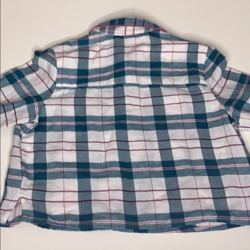 Make & Model Plaid Tab Sleeve Button leisure blue pajama Top small women’s - Picture 7 of 8